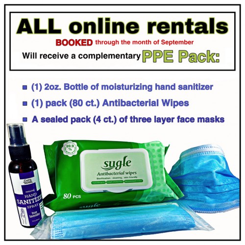 Complimentary PPE Pack Online Rentals Only Rental: Complimentary PPE Pack